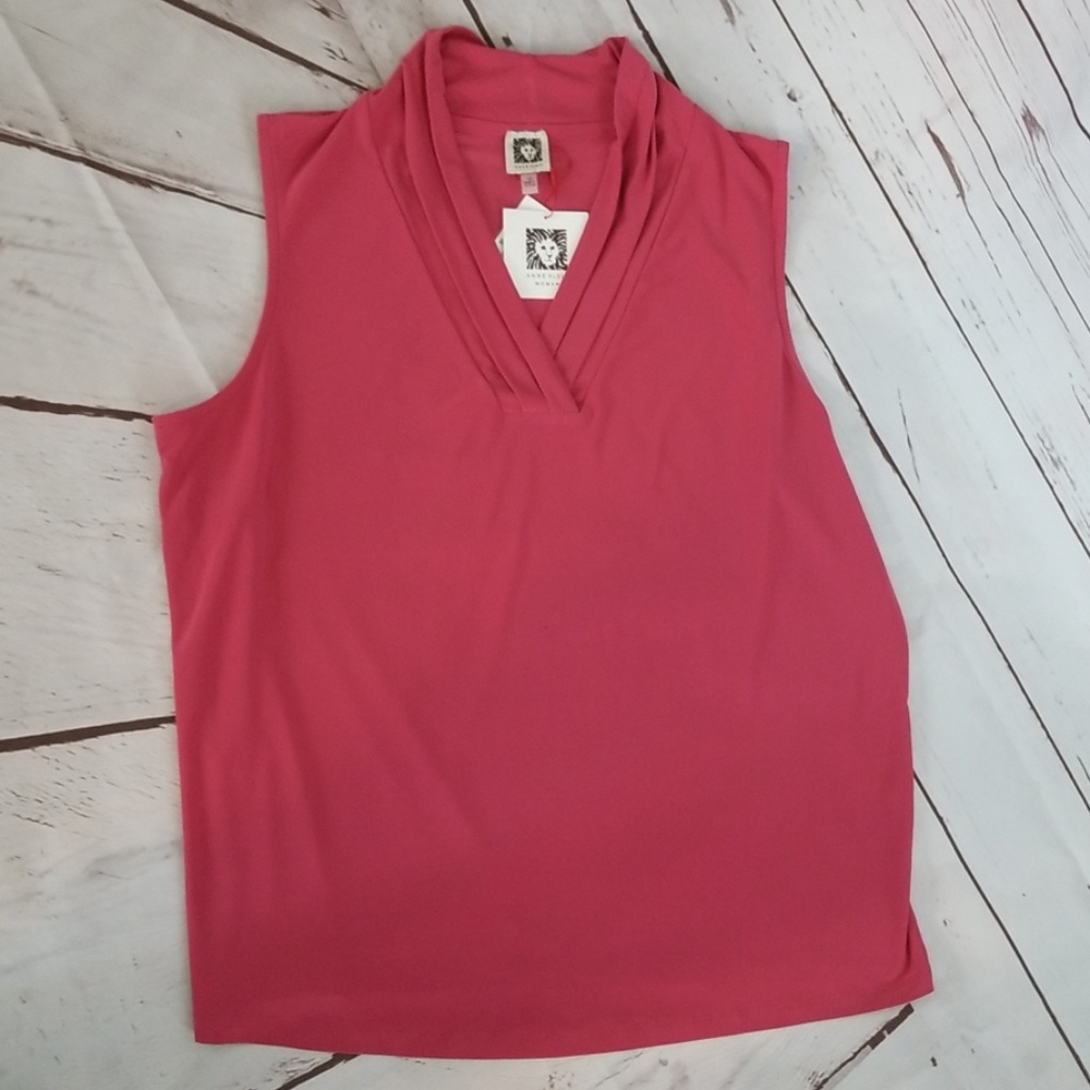 NWT Anne Klein Pink Pleated Surplice Top - Picture 6 of 8
